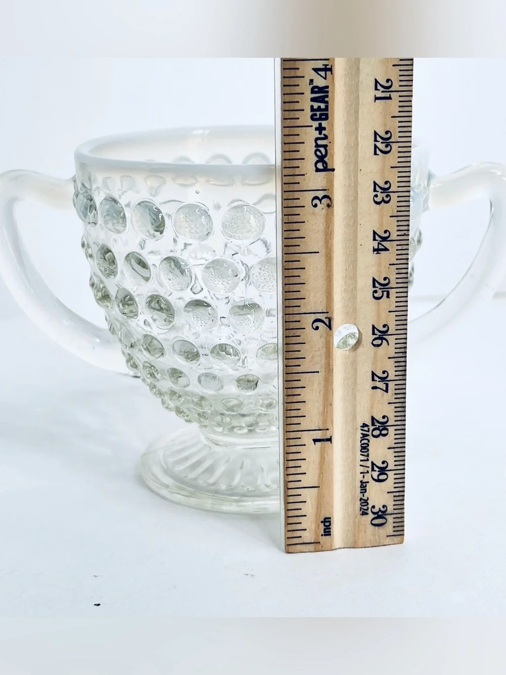 Vintage Anchor Hocking Moonstone Hobnail Opalescent Footed Sugar Bowl